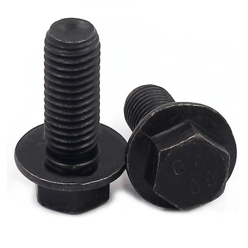 M5 M6 M8 M10 M12 M14 M16 Güte 10.9 Hochfest Schwarz Kohlenstoffstahl Sechskant Sechskopf Flanschschrauben Schrauben