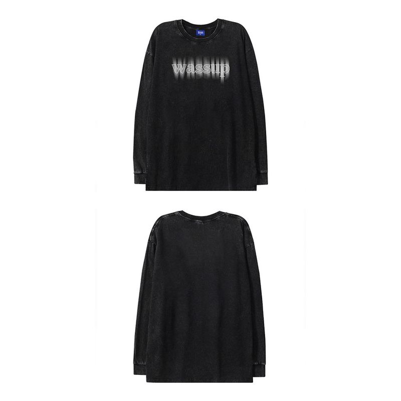 Wassup Heods Trendy Brand Heavyweight Vintage Washed Long-Sleeve T-Shirt Men's Spring and Autumn Loose American-Style Base Shirt