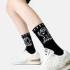 Women's Cute Graffiti Mid-Calf Cartoon Socks - Soft, Comfortable, and Trendy Black Cotton for Spring and Autumn.