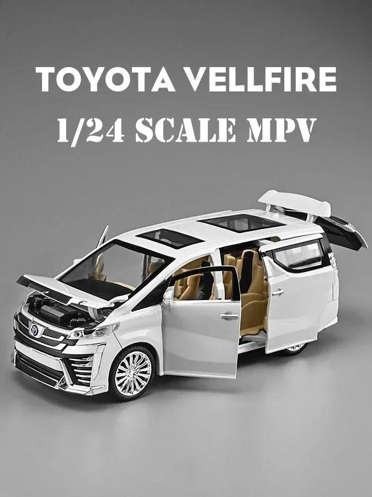 DYMNQM1 1/24 TOYOTA Vellfire MPV Van Diecast Toy Car Model Miniature Pull Back Sound & Light Doors Openable Collection Gift For Boy Kid