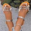 Butterfly Decor Flat Sandals for Women Gold Silver Patent Leather Light Party Slippers Plus Size Summer Comfort Non Slip Sandals
