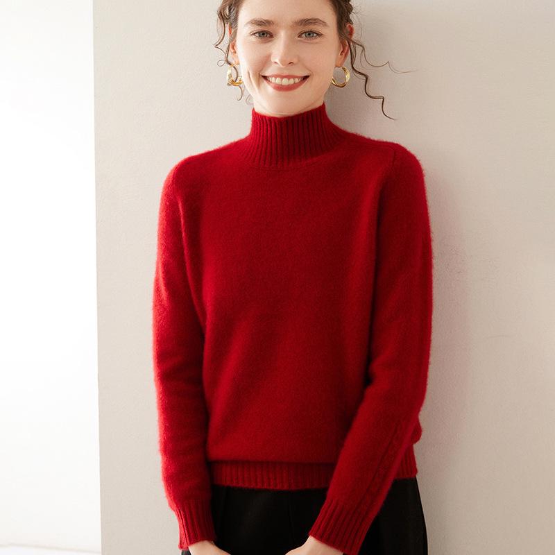 Women's Cashmere Knit Long Sleeve Base Layer - Soft, Warm, and Skin-Friendly for Autumn/Winter