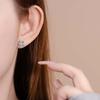 1 Pair Stud Earrings Four-Leaf Clover Design Micro-Setting High Clarity Cubic Zirconia Sparkling Earrings