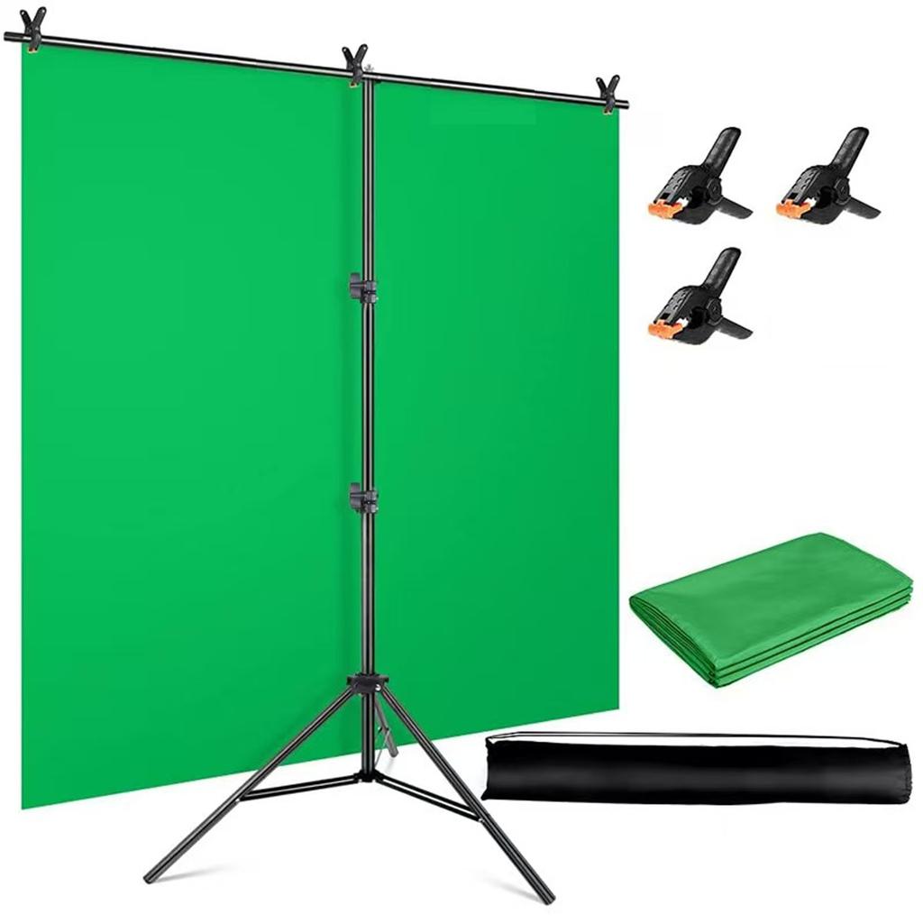2x2 Meter Studio Green Screen with Retractable Support Frame,Portable Photography Background Cloth for Live Streaming