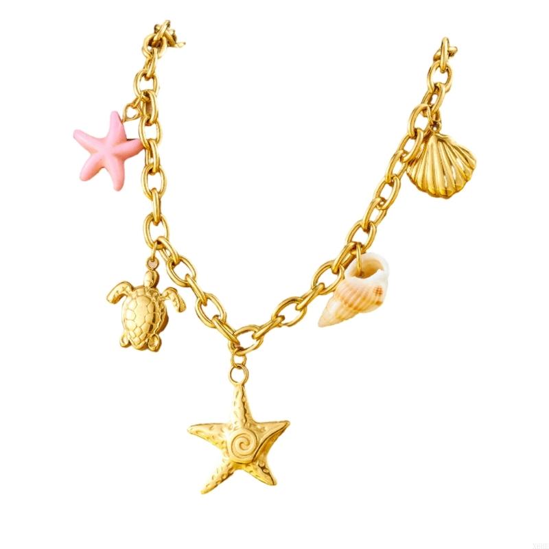 

X6HE Unique Shell And Neckchain Jewelry Perfect For Women Seeking Trendy Ocean Inspired Accessories