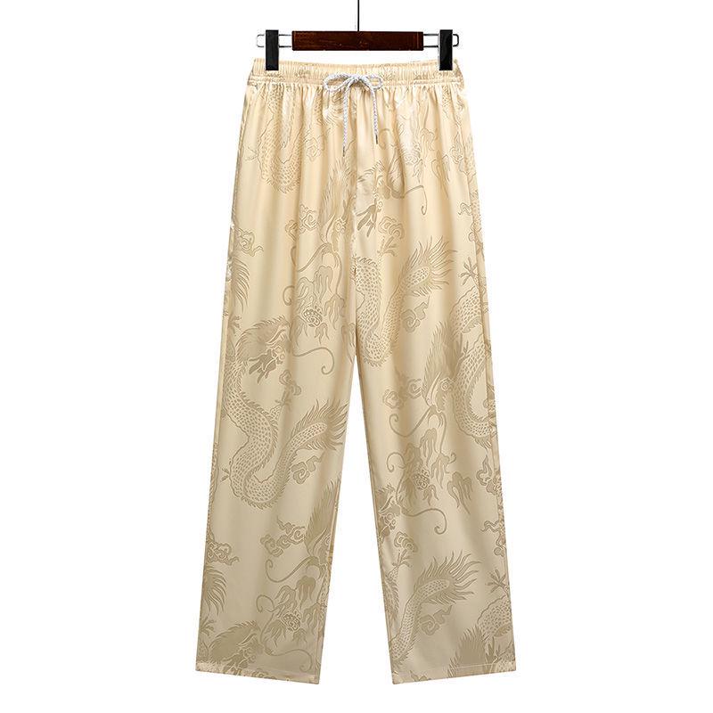 Men's Ice Silk Long-Sleeve Tang Suit: Chinese-Style Spring Hanfu for Older Adults, Loose Fit