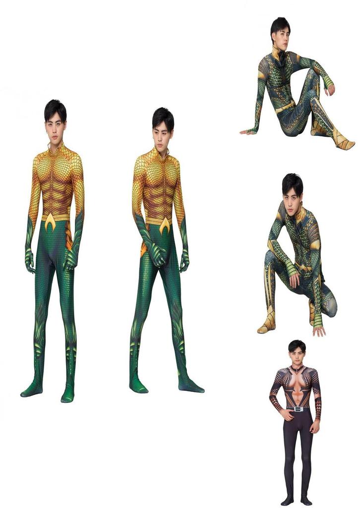 Aquaman Arthur Curry Cosplay Kostüm Bodysuit Perfekt für Halloween Cosplay**