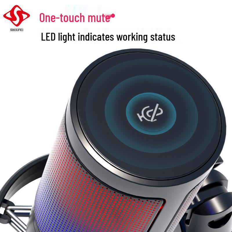 USB RGB Condenser Microphone with Shockproof Noise Reduction for Gaming and Streaming