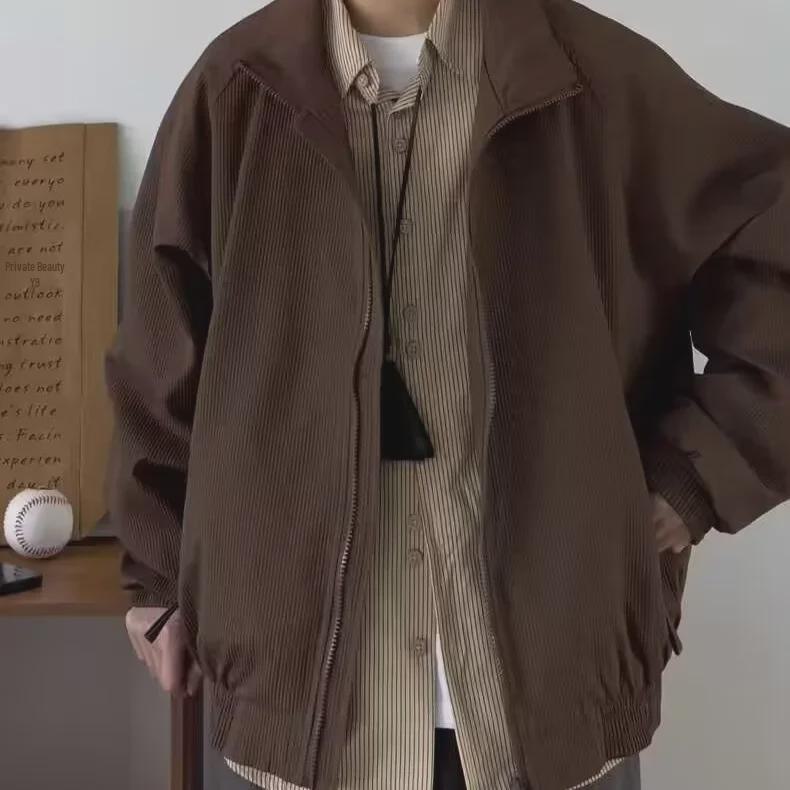 Men's Double-Layer Lapel Jacket - Retro Japanese Style, Loose Fit, Autumn/Winter 2024