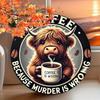 Vintage Iron Wall Art Metal Tin Sign Highland Cow Coffee Decor