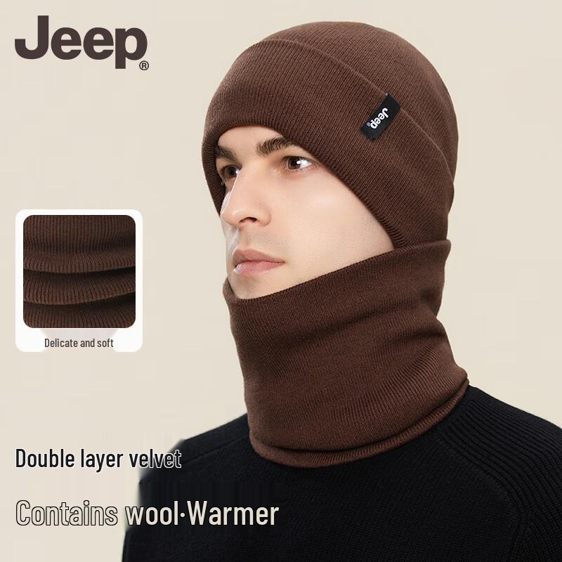 JEEP Winter Fleece-Lined Wool Knit Hat and Winter Gear Set