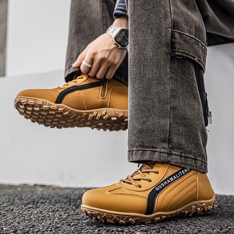 Men's High Top Boots Fashionable and Versatile Street Style Comfortable and Soft Soled Outdoor Travel Shoes