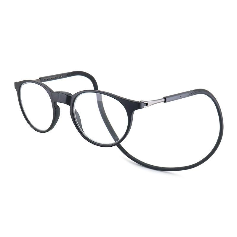 

Ретро Ультралегкие Складные Очки для Чтения с Увеличением для Пожилых людей Силиконовые Магнитные Подвесные на Шею Очки для Чтения +250 degrees чёрный