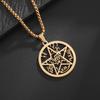 Hip Hop Pentagram Solomon Kabbalah Amulet Hollow Pendant Necklace for Men and Women