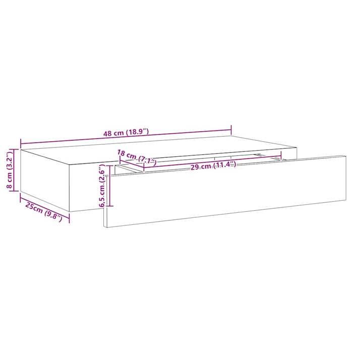 VidaXL Floating Wall Shelf with Drawer Black 48x25x8 Cm