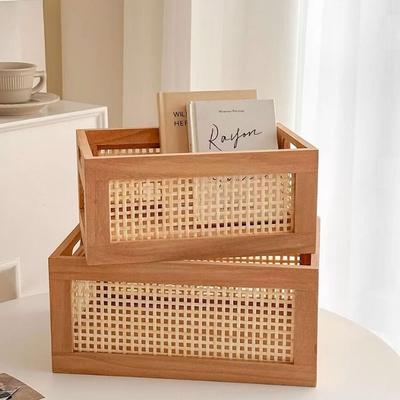 Úložný box z masivního dřeva Retro organizéry Vysoce kvalitní úložný koš Domácnost