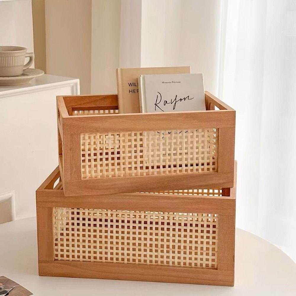 

Retro Storage Basket Rattan Organizer Boxes Durable Storage Box Household 30*20*12cm