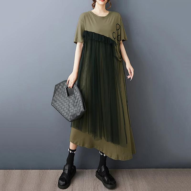 Xitao Gauze Patchwork Loose Female Dress ZMY1359