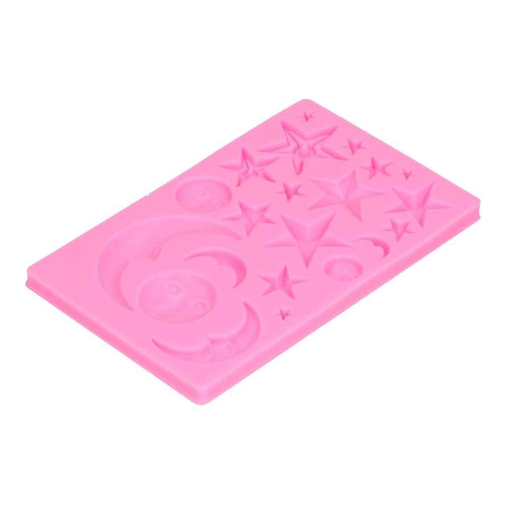 Star Moon Face Shape Mold Silicone Mold DIY Chocolate Cake Mould Baking Tool for Home BakeryPink