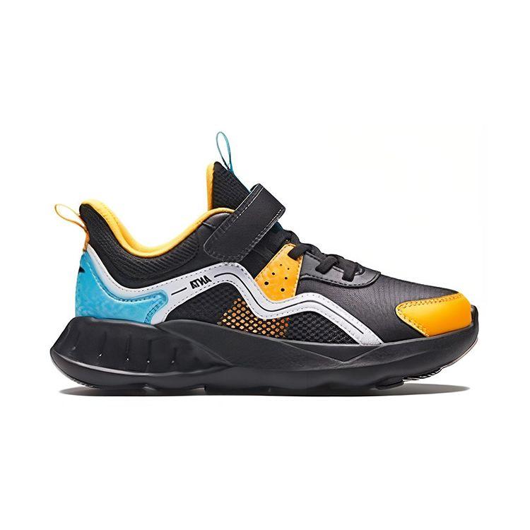 Anta Kids Velcro Comfortable Anti-Kick Mid-Top Running Shoes Kids Sneaker Black Yellow A312325523H-2
