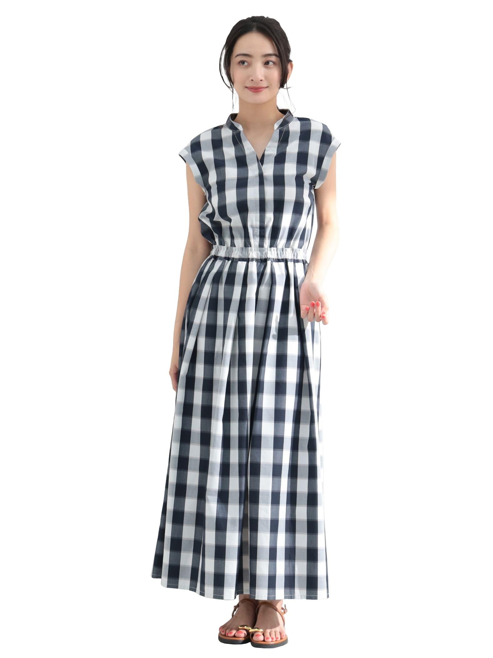

Dress Gingham Check Skipper Flare Dress NAVY M [Beams Heart] Women s Темно-синій