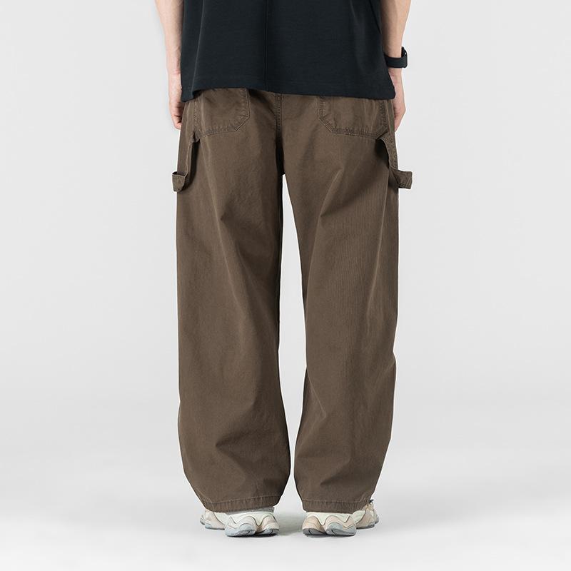 High-end American Heavy Design Overalls Men's Summer Trendy Brand Multi-pocket Loose Wide-leg Casual Straight Trousers