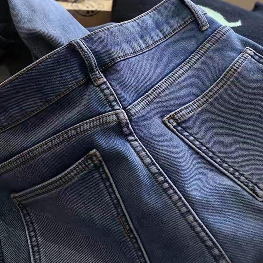 Stretch Harlan Jeans Damen Herbst Winter Plus Samt Locker Dünn Hohe Taille Gerade Neun Punkte Karotte Daddy Hose