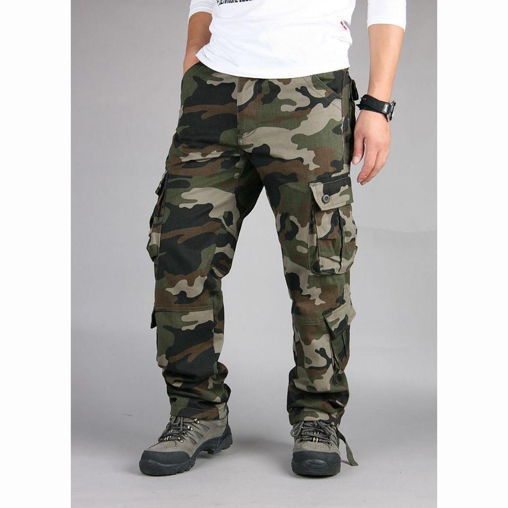 Men's Camouflage Overalls Cotton Multi Pocket Trousers Sports Casual Work Pants