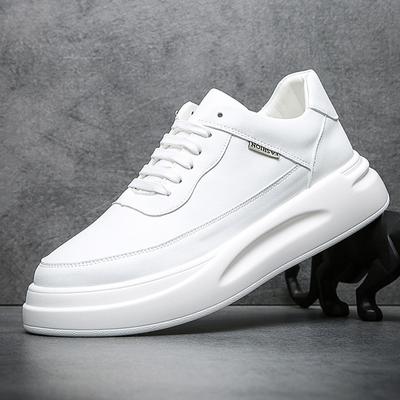 Neue Schuhe für Herren Leder Freizeitschuhe mit Plateau Dicksohlige Flache Skateboard-Schuhe Frühling Herbst Jugend Street Cooler Sneaker