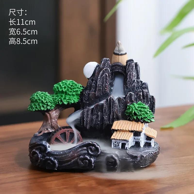 Backflow Incense Holder Waterfall Incense Burner Home Decor Aromatherapy Ornament Cones with Backflow Incense Cones