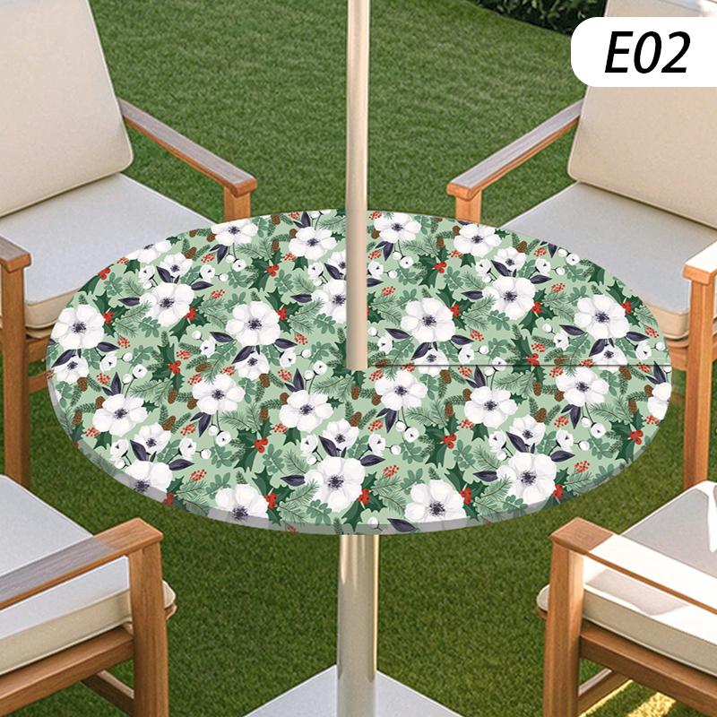 Round Table Cover Waterproof Oil-Proof Tablecloth Elastic Kitchen Dining Wedding Party Table Cover Outdoor Courtyard Home Decor