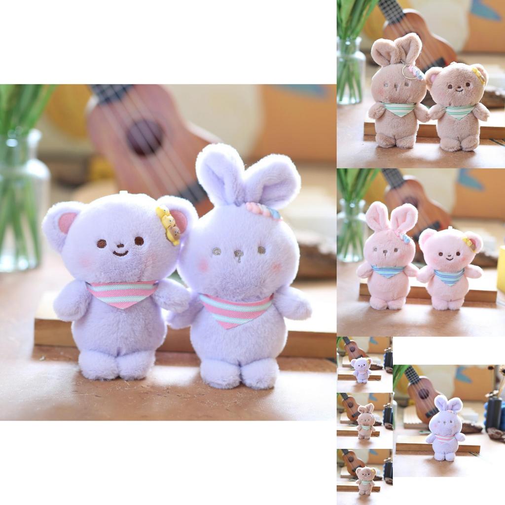 Adorable Plush Teddy Bear Keychain Soft Short Plush Stuffed Animal Backpack Charm