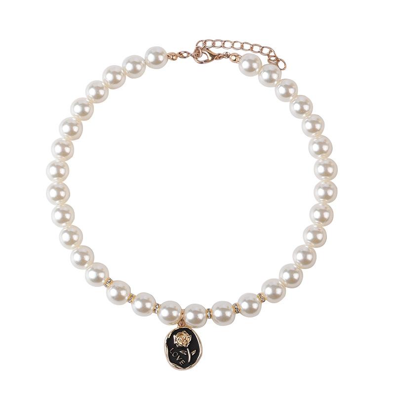 Vintage Perlen Verstellbares Haustierhalsband für Katzen und Hunde Niedliche Hochwertige Dekorationshalsband-Accessoire für Welpen Kätzchen