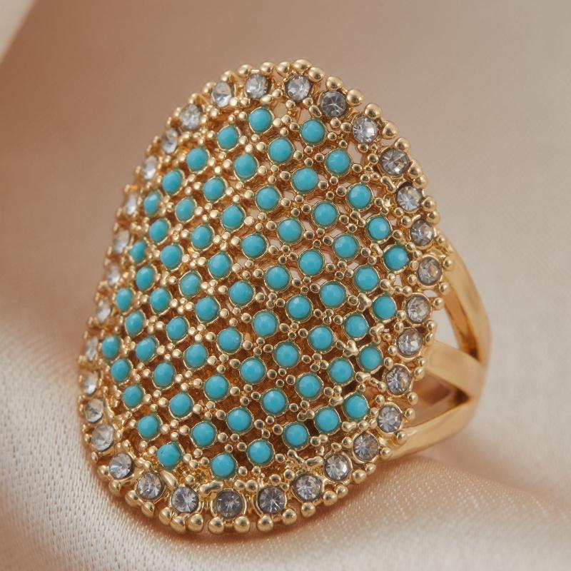 

Retro Bohemian Fashion Set Zircon Oval Ring, Women s Personality Exaggerated Design Holiday Accessories Zircon Gifts 8