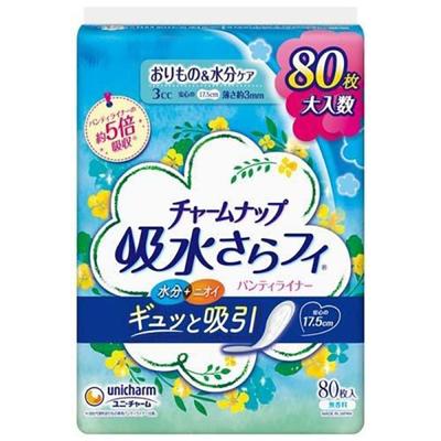 Unicharm Charm Up Absorbent Soft 3cc Unscented 80 Sheets Panty Liner 17.5cm