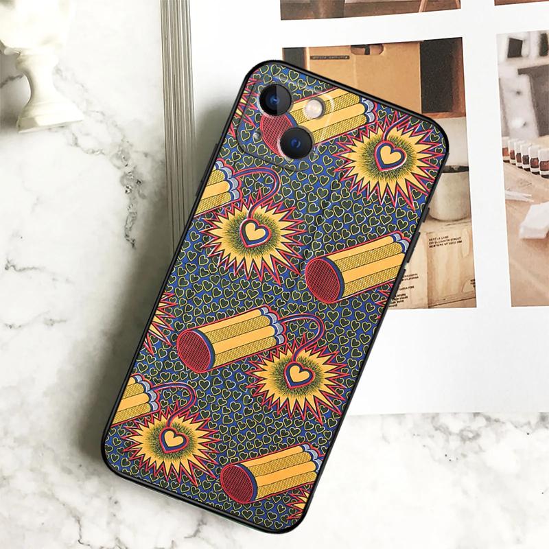 African Wax Print Design Phone Case For iPhone 17 16 15 14 12 11 13 Pro Max Plus 12 13 Mini 16e 17 Air Cover Coque