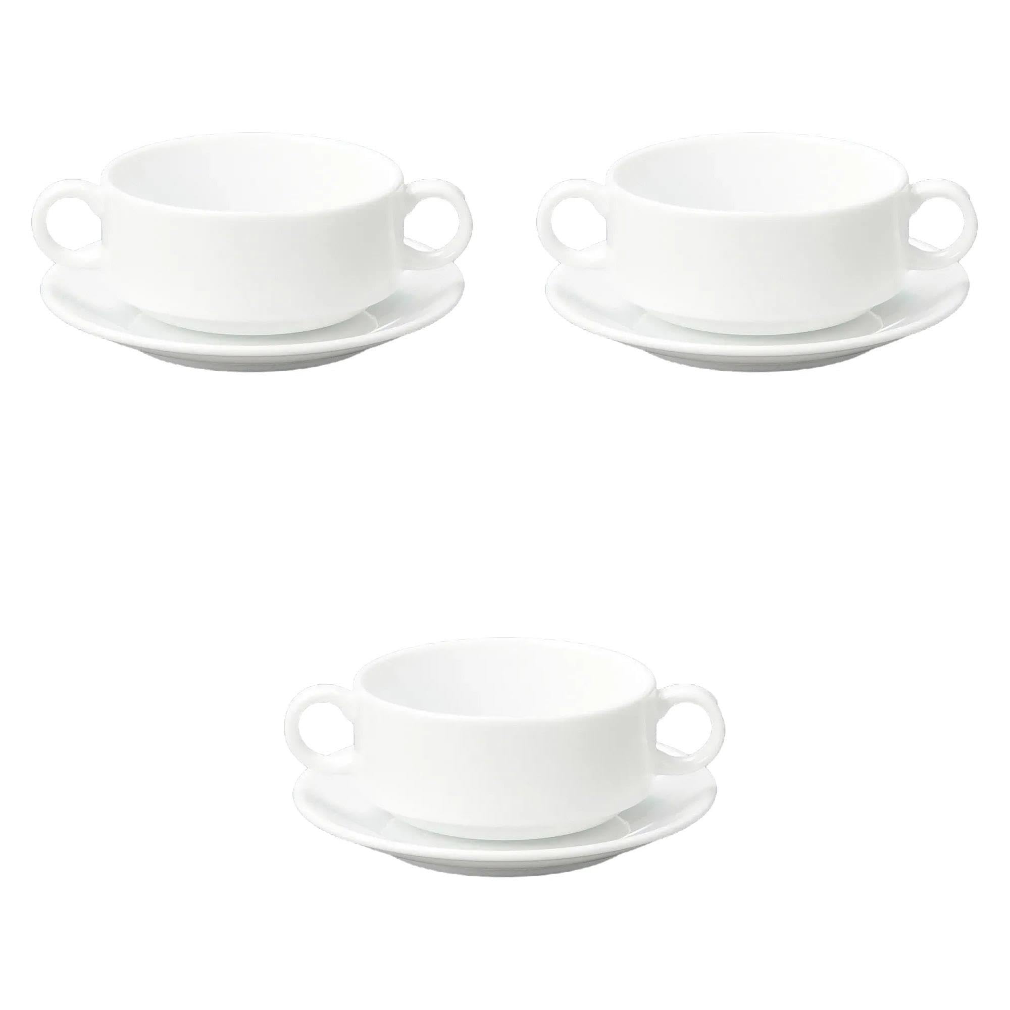 

Set of 3 Plage Stack Two-Handed Soup Cups (C/S) [15.4 x 10.3 x 5.4 cm, Plate 15.2 x 2.2 cm (285cc)] | Cup & Saucer Setomonohonpo