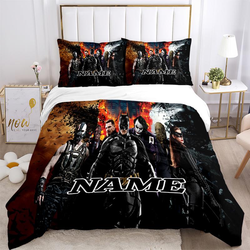 Custom Textile Batman Thunder Bedding 3 Piece Set HD Print Duvet Cover Pillowcases for Teens Adult Bedroom Decoration