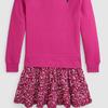 Polo Ralph Lauren Dress FW24 Lgoo Embroidered Patchwork Floral Round Neck Midi Long Sleeve Kids dresses Academy-Pink CWPODRSG3D20913-650