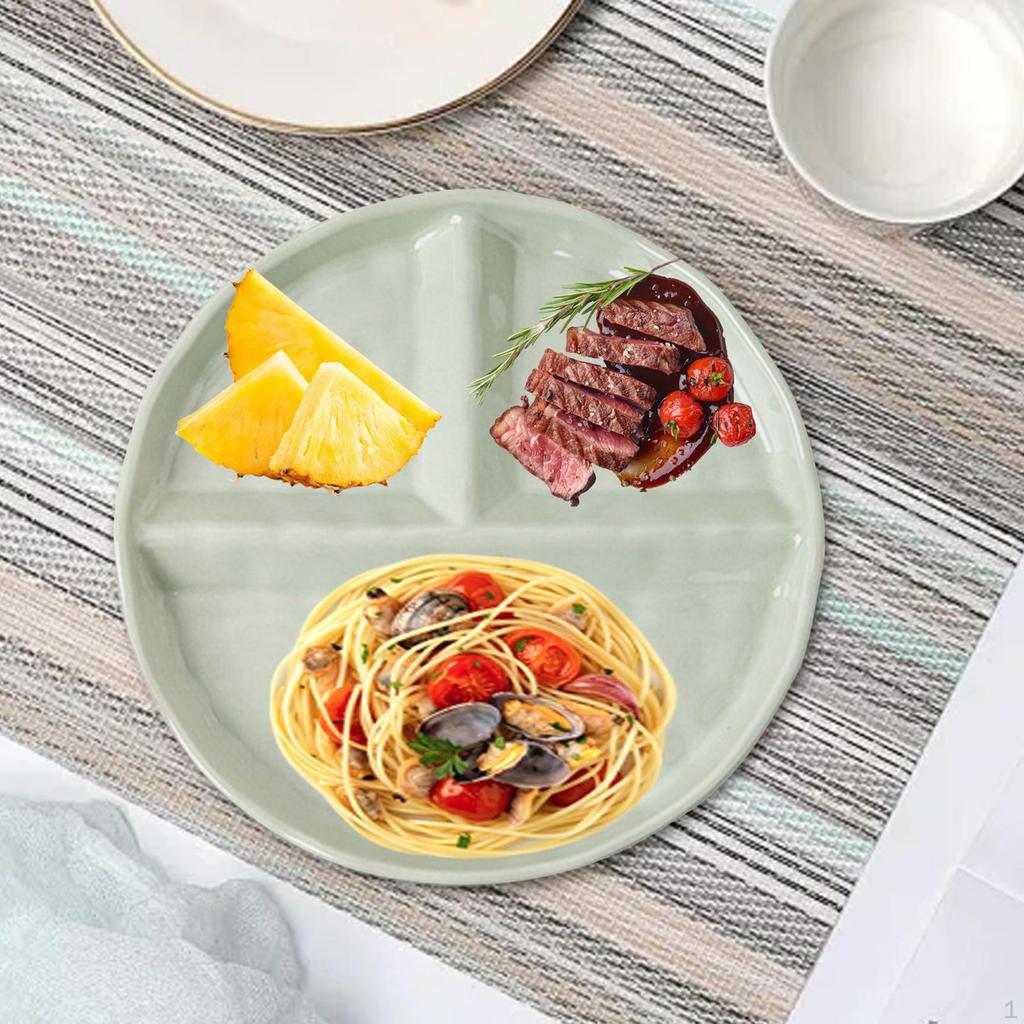 Adult Divided Plate, Ceramic Serving Tray, Practical Non-Slip Kitchen Storage for Controlling