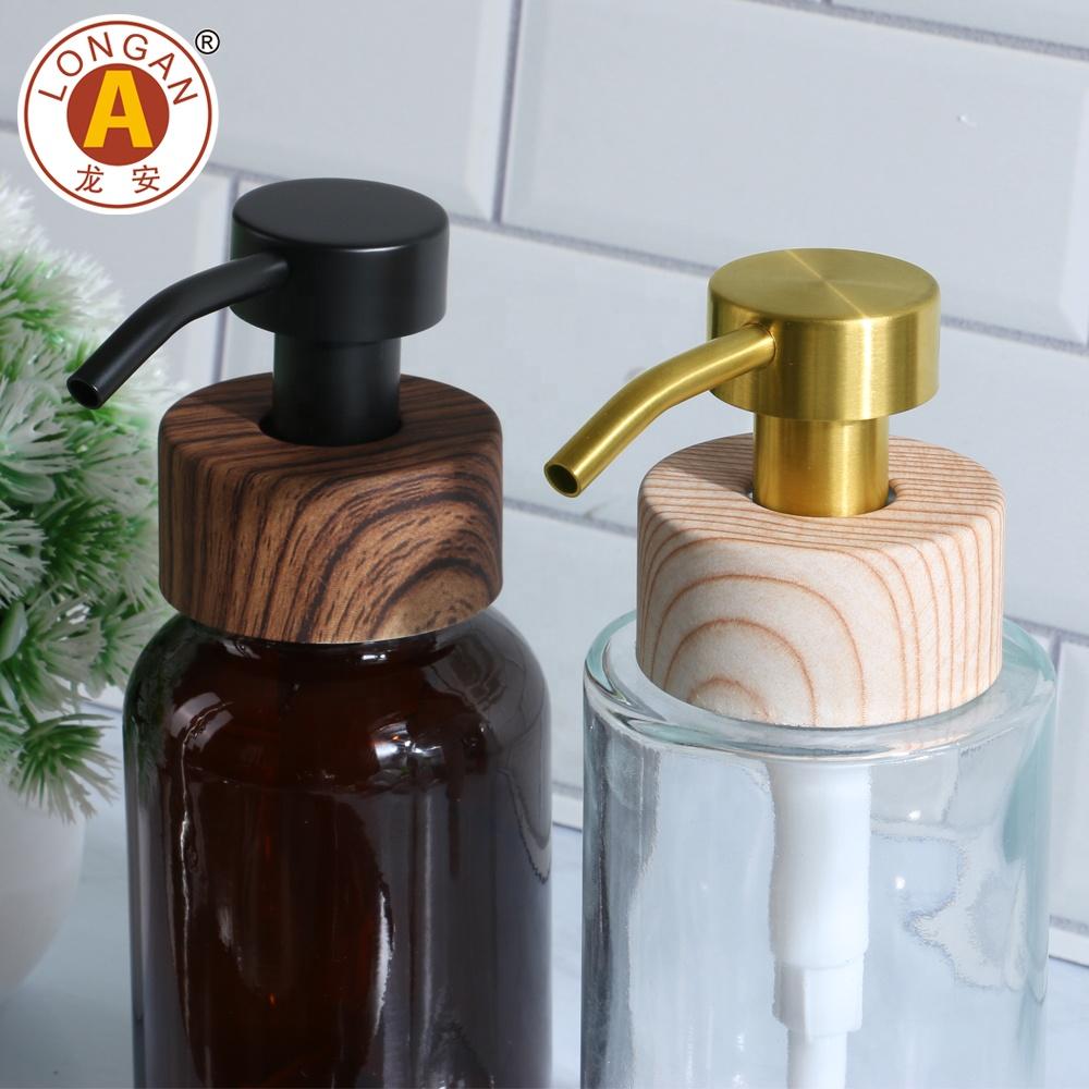 Kitchen Accessories Replacement Soap Pump Bamboo Stainless Hand Liquid Soap Dispenser Bottle Pump Head for Soap Dispenser