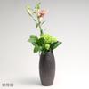 Shigaraki Ware Hechomon Flower Iron Glaze Buddhist Vase, Large, Vertical, Carving, Altar, Pottery, MR-1-2555