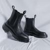 Chelsea Boots Herren Sommer Mid Boots Herren Schwarz High-Top Schuhe Britische Baumwollschuhe Aufgeraut Verdickt Martin Boots