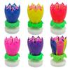 Lotus Candle Solid Paraffin Colored Flower Shape Flat Bottom Rotating Electronic Candle Birthday Cake Music Candles Party Supplies