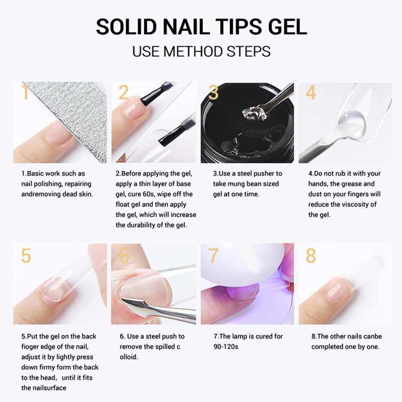 Solid Nail Patch Glue UV LED Curable Adhesive for Full-Cover Press On Nails Long-Lasting DIY Nail Art Extension Strengthening Tool