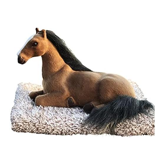 Horse Figurine Zodiac Model Realistic 26x18cm Stuffed Toy Cute Realistic Year of the Horse (Brown (Black))