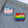 Cartoon Creative Personality Rainbow Kitten Alloy Brooch Cat Cat Cat Metal Badge Clothes Bag Decoration