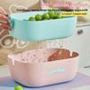 Cute Dopamine Two-color Vegetable and Fruit Washing Basin Large Capacity Double-Layer Drain Basket Kitchen Storage Basket