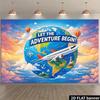 Sfondo Avventura 2D, Sfondo Fotografico Aereo e Globo per Festa di Viaggio per Bambini