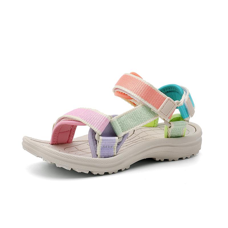 Mädchen Jungen Großes Kind Mehrfarbige Riemen Sport Sandalen Verstellbar Offene Zehen Rutschfest Sommer Kinder Strand Sandalen Outdoor Wasserschuhe